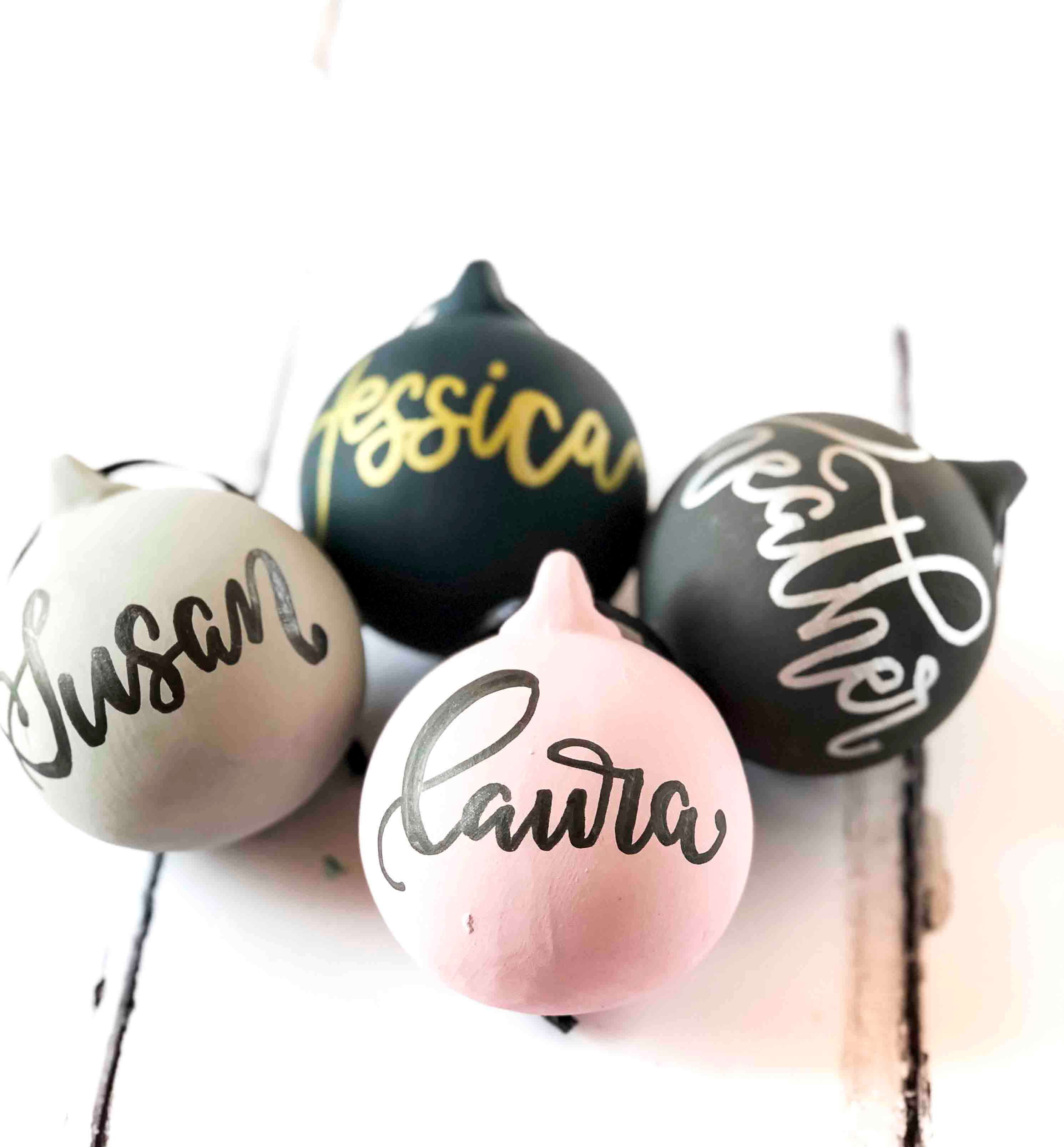 Personalised Ceramic Baubles by The British Quill Calligraphy and Lettering
